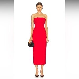 REVOLVE Red Strapless Sheath Dress Cocktail - Lottie Midi Dress